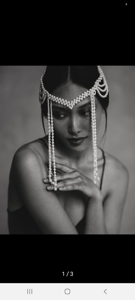 Beyaz Boncuklu Örgü Saç Aksesuarı - Görsel 3