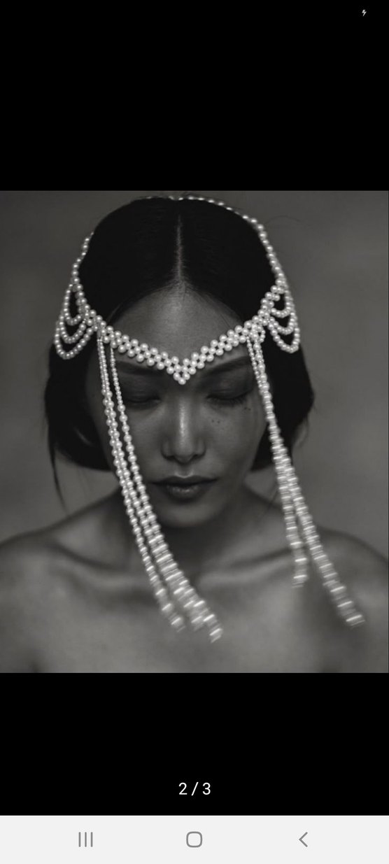 Beyaz Boncuklu Örgü Saç Aksesuarı - Görsel 2