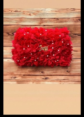 Kırmızı Çiçekli Fırfırlı Kadın Çanta - Görsel 2