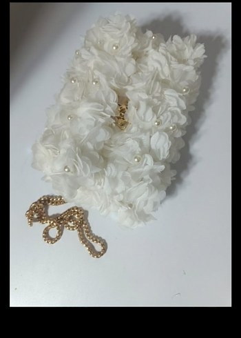 Beyaz Çiçekli Fırfırlı Kadın Çanta - Görsel 2