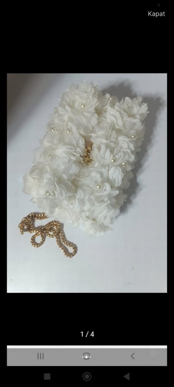 Beyaz Çiçekli Fırfırlı Kadın Çanta - Görsel 2