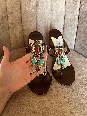 Jimmy Choo Taşlı Abiye Topuklu Ayakkabı