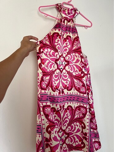 Mango Pembe Desenli Elbise