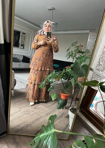 Camel Renkli Uzun Bohem Elbise