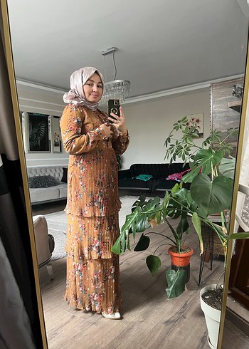 Alfabeta Camel Renkli Uzun Bohem Elbise