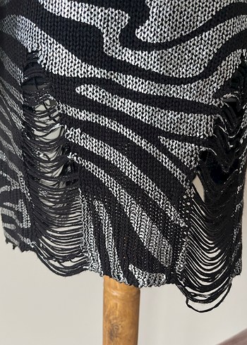 Gri Zebra Desenli Uzun Kollu Triko tunık - Görsel 2