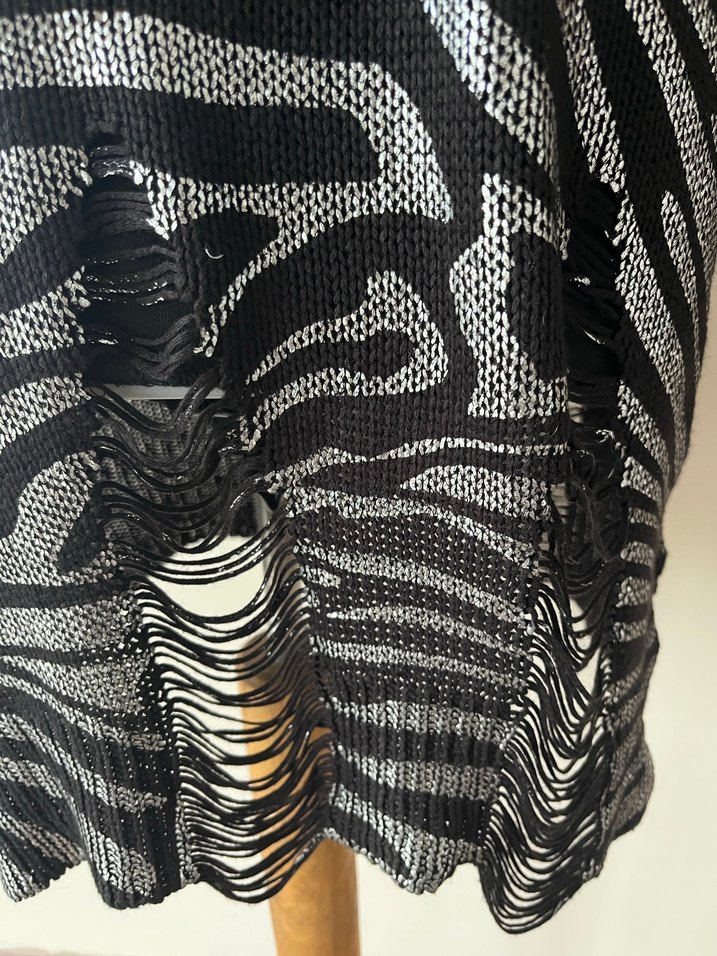 Gri Zebra Desenli Uzun Kollu Triko tunık - Görsel 5