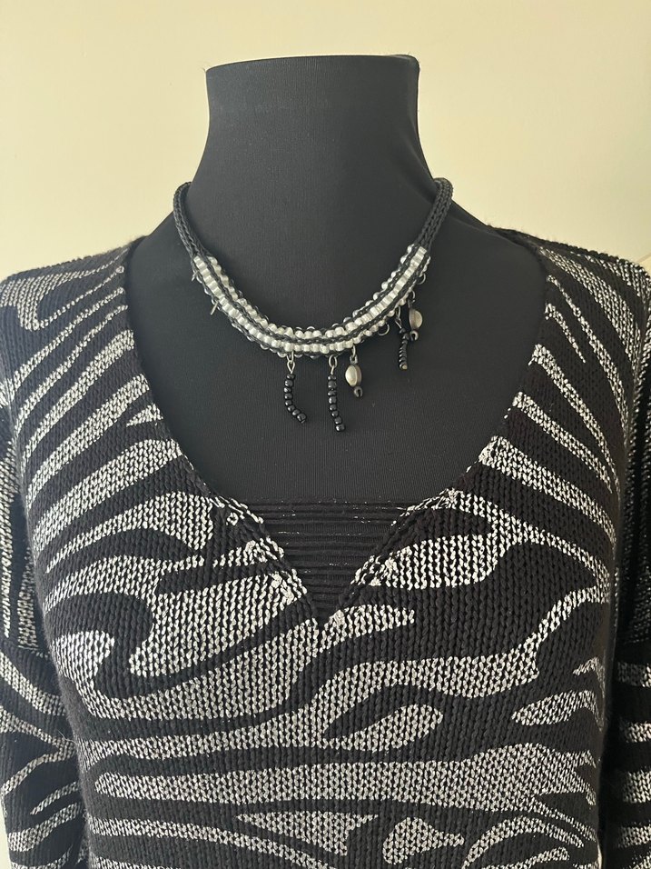 Gri Zebra Desenli Uzun Kollu Triko tunık - Görsel 4