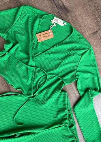 Kadın Yeşil Uzun Bol Kesim takım s m l xl var - Görsel 3