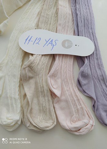 11-12 Yaş Beden çeşitli Renk Çocuk Örgü Külotlu Çorap Seti Pastel Renklerde