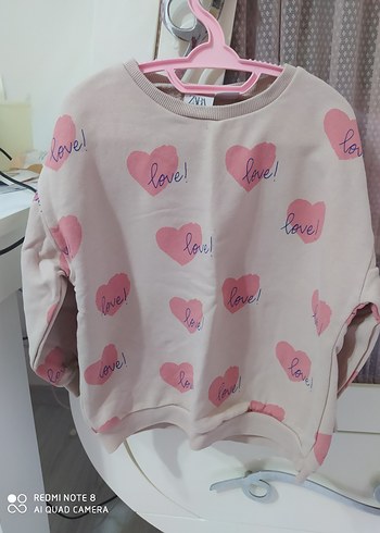 Pembe Baskılı Kız Sweatshirt