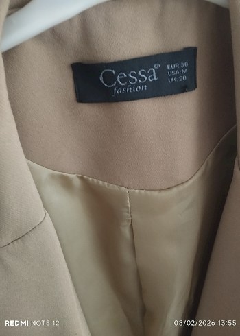 Bej Uzun Kollu Kadın Blazer Ceket - Görsel 3