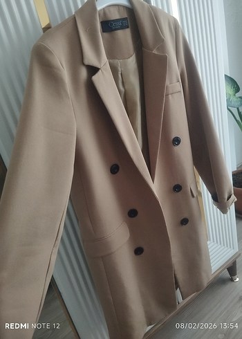 Bej Uzun Kollu Kadın Blazer Ceket - Görsel 2