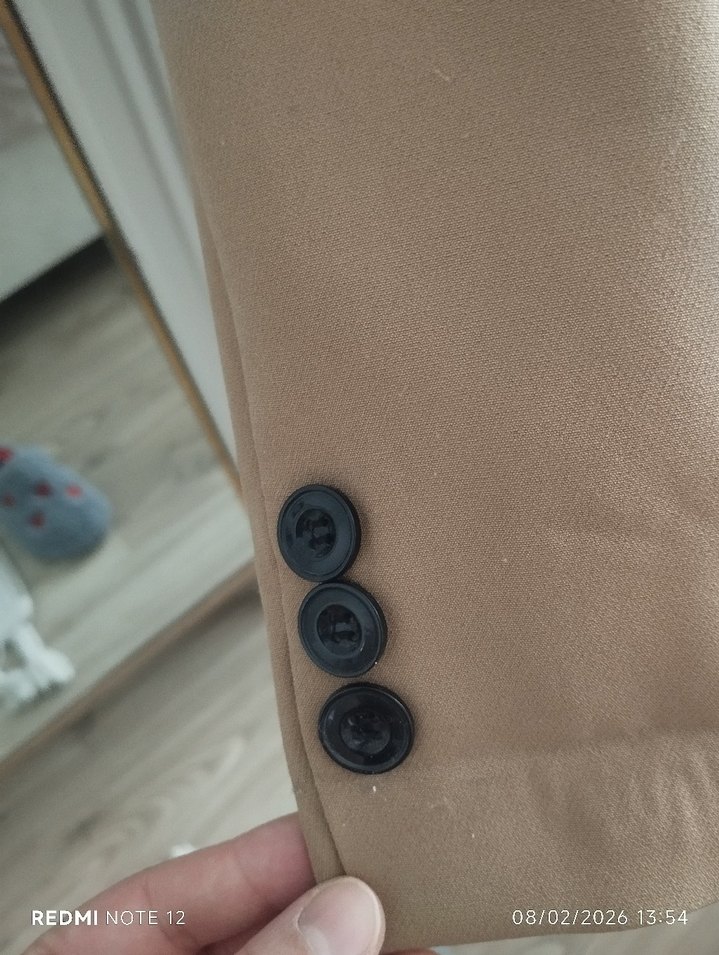 Bej Uzun Kollu Kadın Blazer Ceket - Görsel 5