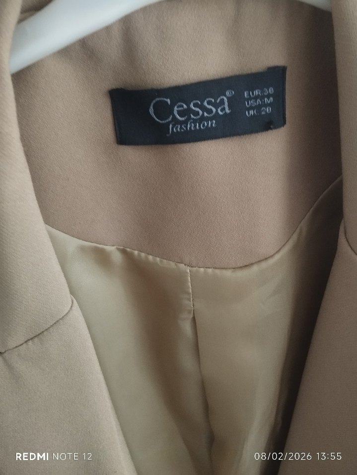 Bej Uzun Kollu Kadın Blazer Ceket - Görsel 3