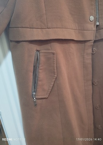 Kahverengi Süet Uzun Kadın Kaban - Görsel 4