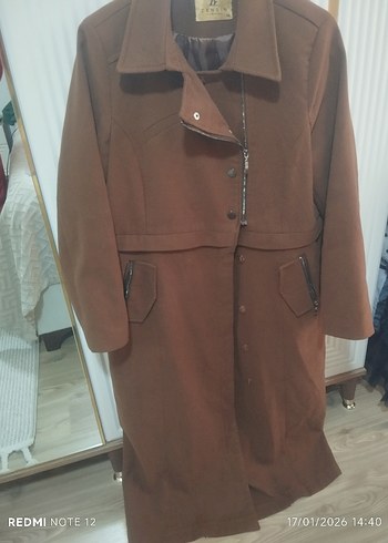 Kahverengi Süet Uzun Kadın Kaban - Görsel 2