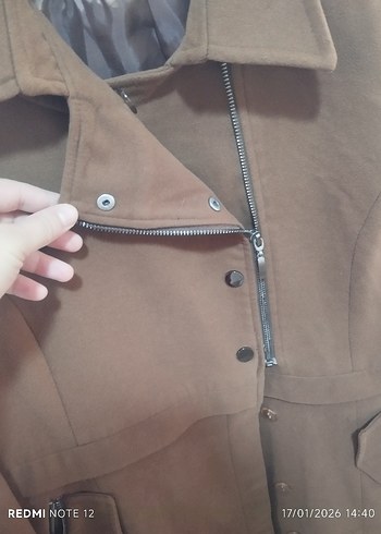 Kahverengi Süet Uzun Kadın Kaban - Görsel 5