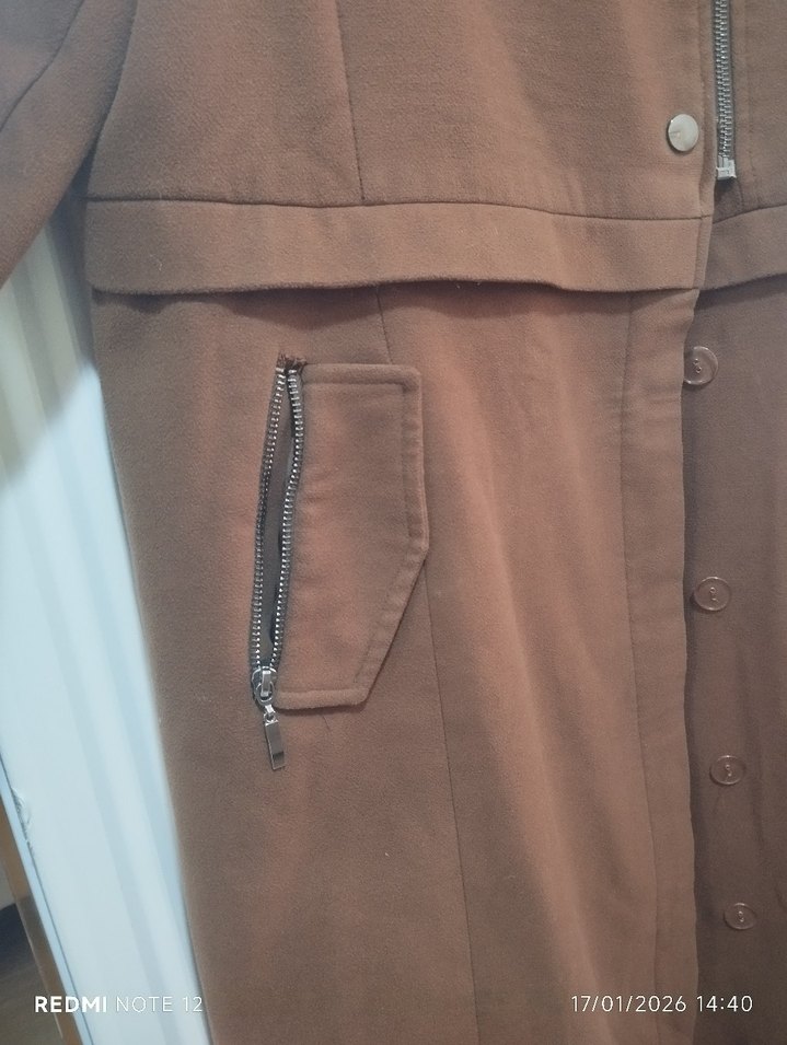 Kahverengi Süet Uzun Kadın Kaban - Görsel 4