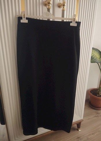 Drapeli Siyah Kadın Uzun Etek - Görsel 3