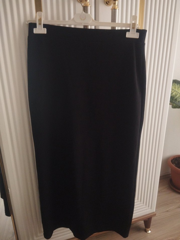 Drapeli Siyah Kadın Uzun Etek - Görsel 4