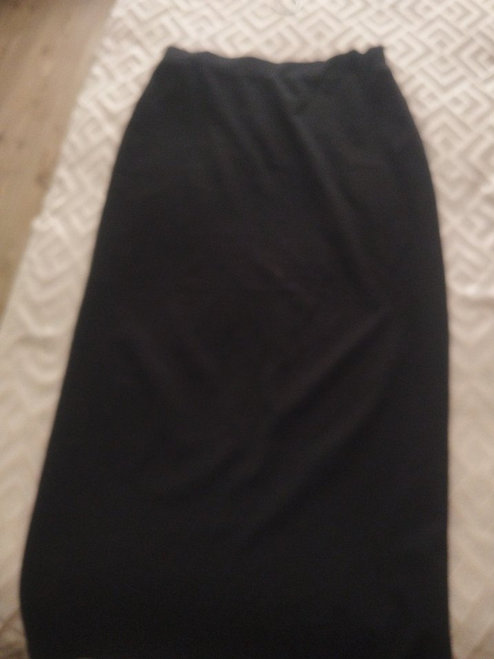 Drapeli Siyah Kadın Uzun Etek - Görsel 2