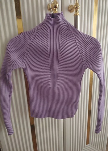 Mor Pilili Balıkçı Yaka Triko Kazak - Görsel 4