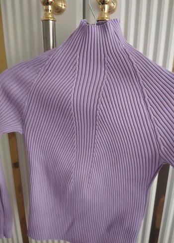 Mor Pilili Balıkçı Yaka Triko Kazak - Görsel 3