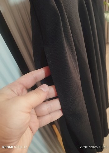 Uzun Siyah Salaş Drapeli Etek - Görsel 3