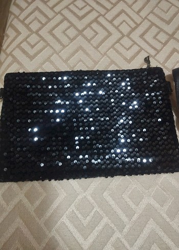 Siyah Payetli Kadın Portföy Çanta - Görsel 2