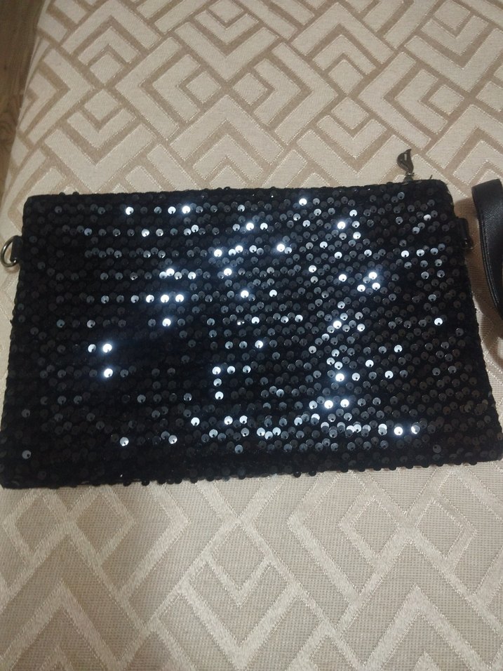 Siyah Payetli Kadın Portföy Çanta - Görsel 2