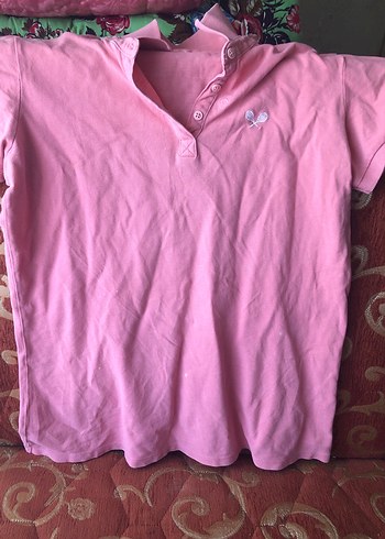 Pembe Pamuklu Düğmeli Hamile Tişörtü