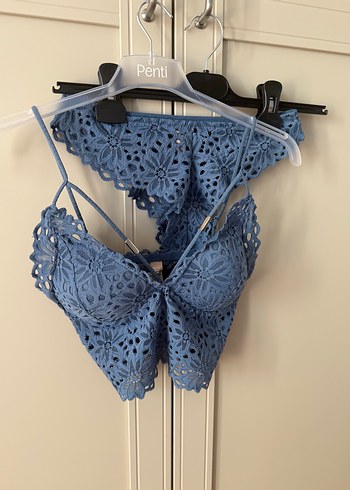 Mavi Nakışlı Bohem Mini Bralet