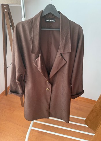 Kahverengi Süet Kadın Blazer Ceket