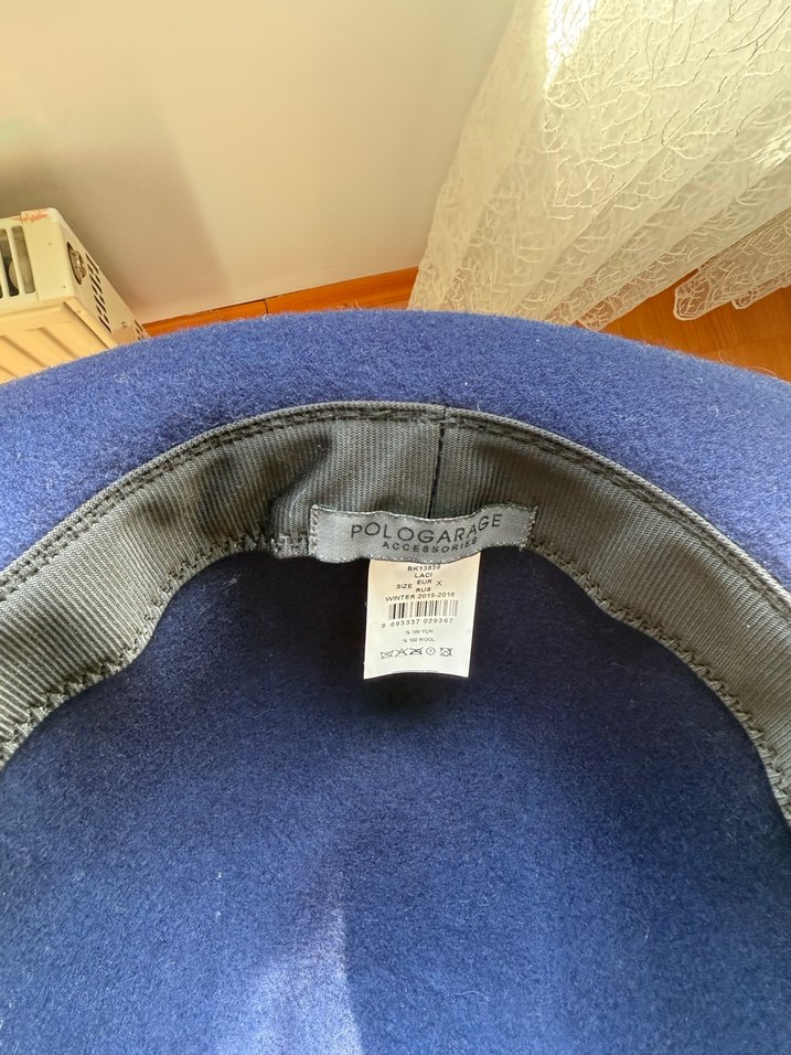 Kemer Detaylı Lacivert Süet Kadın Şapka - Görsel 3