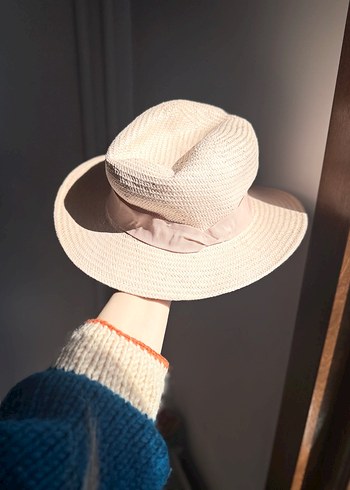 Uçuk pembe Bohem Hasır Kadın Şapka - Görsel 3