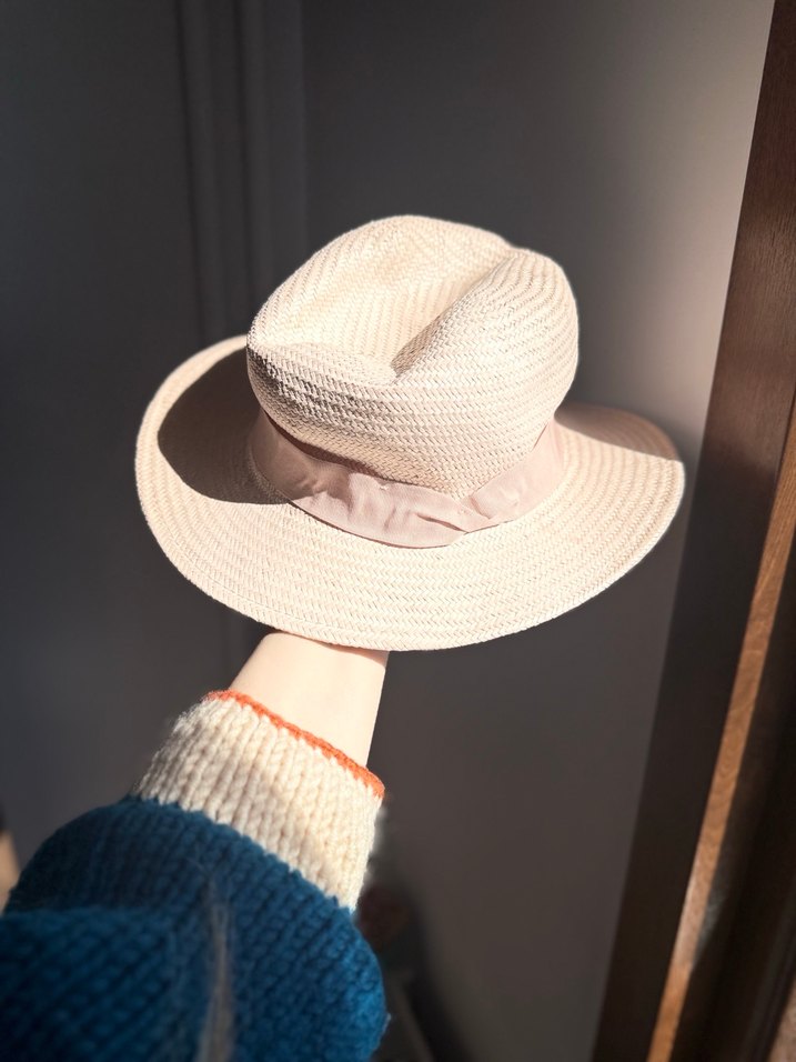 Uçuk pembe Bohem Hasır Kadın Şapka - Görsel 3