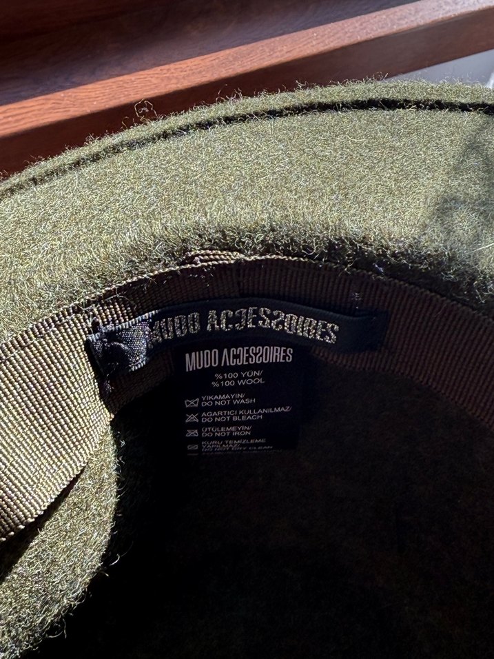 Tokalı Yeşil Yün Kadın Şapka - Görsel 4