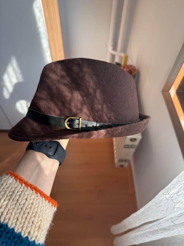 Kahverengi fötr şapka - Görsel 3