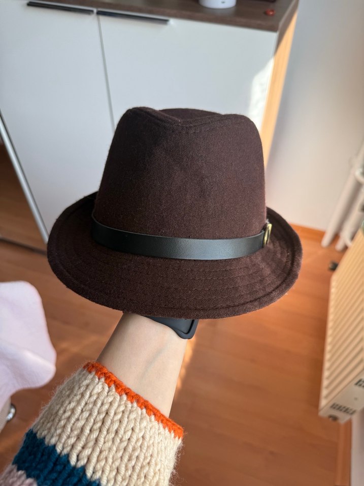 Kahverengi fötr şapka - Görsel 4