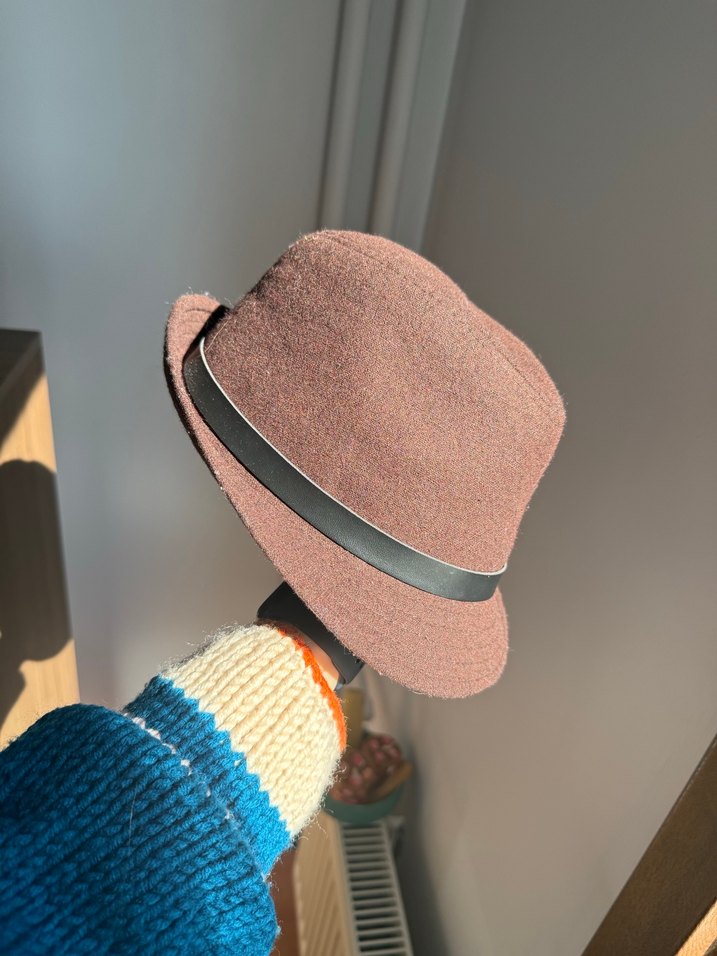 Kahverengi fötr şapka - Görsel 2