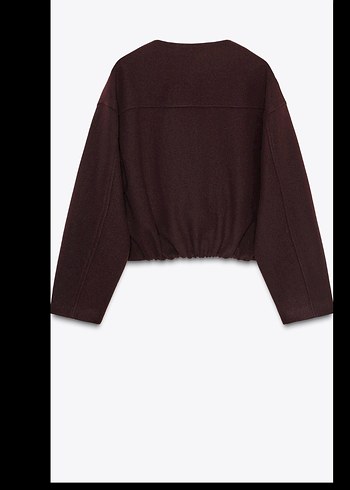 Zara Bordo Düğmeli Kadın Midi Ceket - Görsel 3