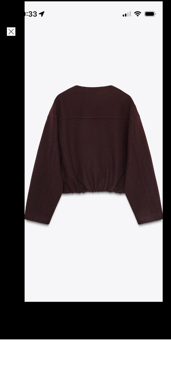 Zara Bordo Düğmeli Kadın Midi Ceket - Görsel 3