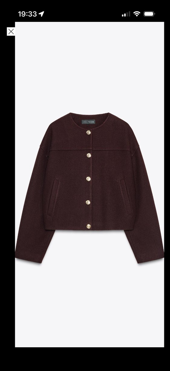 Zara Bordo Düğmeli Kadın Midi Ceket - Görsel 2