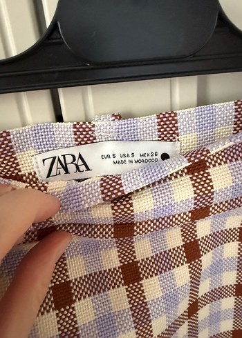 Zara Zara Bej Ekoseli Midi Kalem Etek