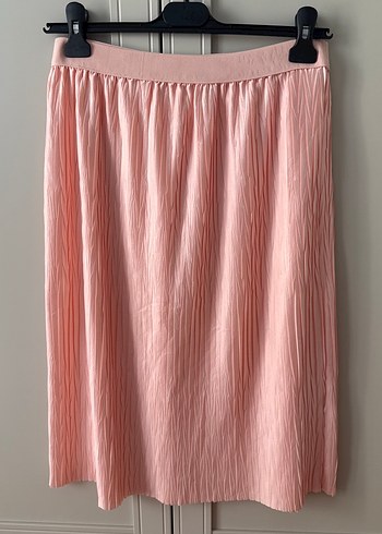 Pembe Pilili Midi Keten Etek