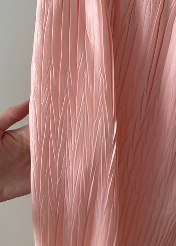 Fabrika Pembe Pilili Midi Keten Etek