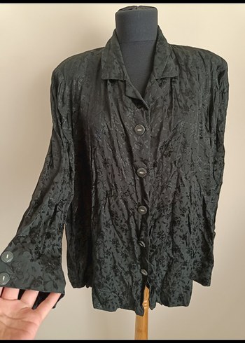 xxl Beden Yılan Desenli Siyah Denim Gömlek