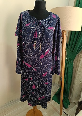 Uzun Kollu Mor Bohem Salaş Elbise - Görsel 8