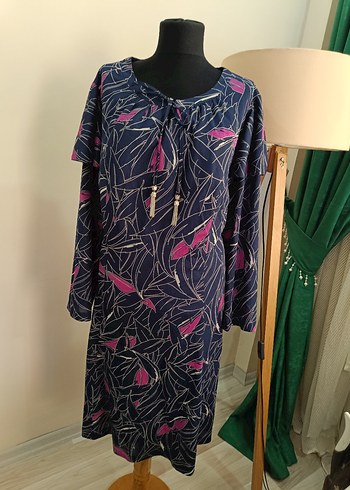 Uzun Kollu Mor Bohem Salaş Elbise - Görsel 15